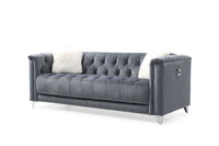 Tufted Upholstery 3 Pc Living Room Set Finished In Velvet Fabric In Gray Gray Solid Wood 6 Seat