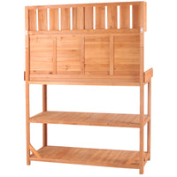 65" Large Wooden Farmhouse Rustic Outdoor Potting Bench Table, Patio Workstation, Garden Potting Bench With 4 Storage Shelves And Side Hook,Natural Natural Garden & Outdoor Casual Wood Solid Wood