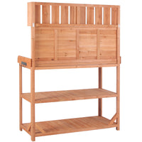 65" Large Wooden Farmhouse Rustic Outdoor Potting Bench Table, Patio Workstation, Garden Potting Bench With 4 Storage Shelves And Side Hook,Natural Natural Garden & Outdoor Casual Wood Solid Wood