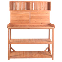 65" Large Wooden Farmhouse Rustic Outdoor Potting Bench Table, Patio Workstation, Garden Potting Bench With 4 Storage Shelves And Side Hook,Natural Natural Garden & Outdoor Casual Wood Solid Wood