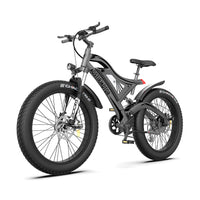 Aostirmotor S18 26" 750W Electric Bike Fat Tire 48V 15Ah Removable Lithium Battery For Adults Black Aluminium