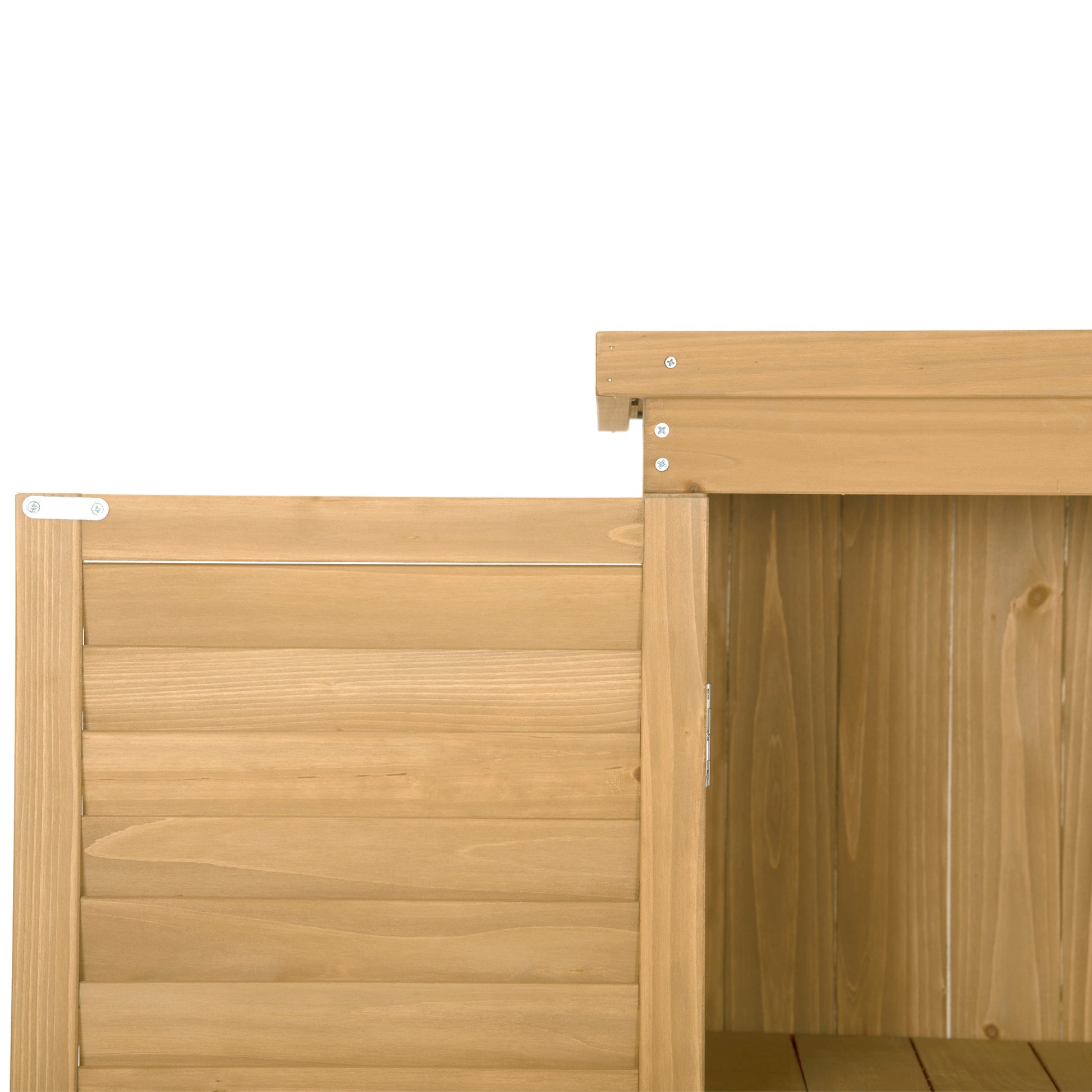 Wooden Garden Shed 3 Tier Patio Storage Cabinet Outdoor Organizer Wooden Lockers With Fir Wood Natural Wood Color Shutter Design Natural Water Resistant Frame Garden & Outdoor Casual Wood Solid Wood