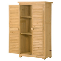 Wooden Garden Shed 3 Tier Patio Storage Cabinet Outdoor Organizer Wooden Lockers With Fir Wood Natural Wood Color Shutter Design Natural Water Resistant Frame Garden & Outdoor Casual Wood Solid Wood