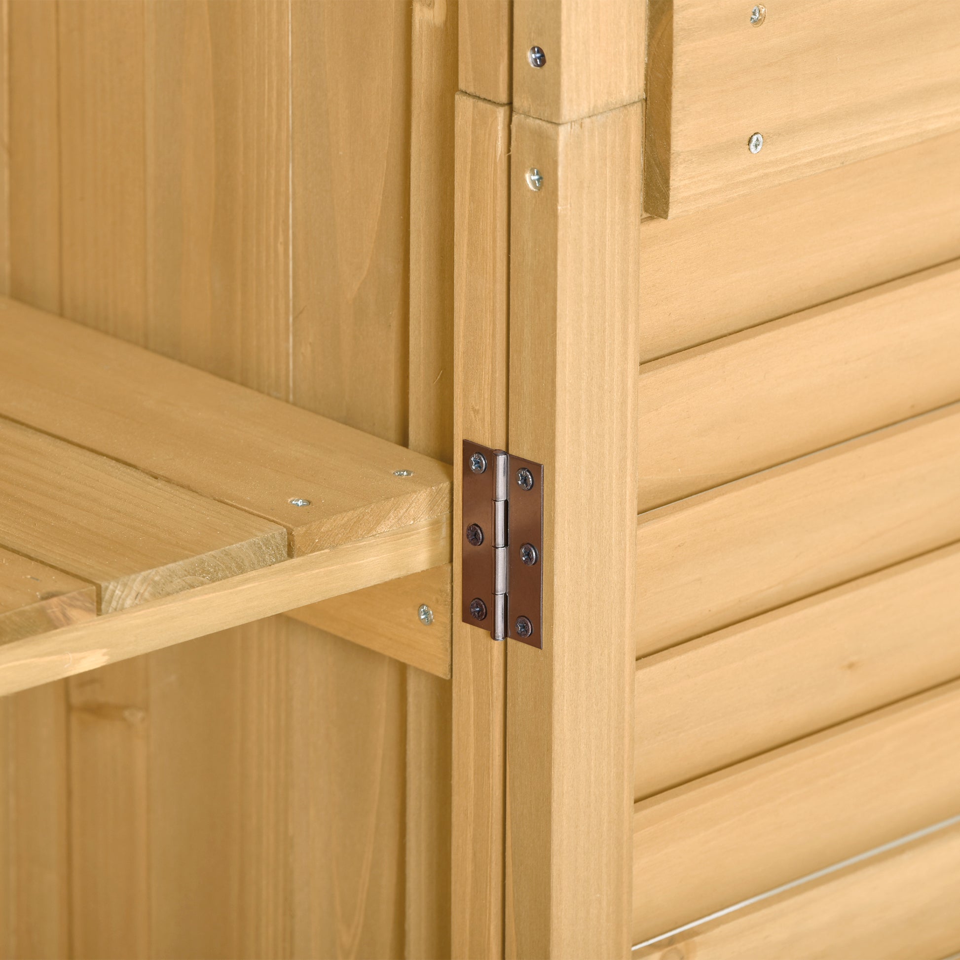 Wooden Garden Shed 3 Tier Patio Storage Cabinet Outdoor Organizer Wooden Lockers With Fir Wood Natural Wood Color Shutter Design Natural Water Resistant Frame Garden & Outdoor Casual Wood Solid Wood