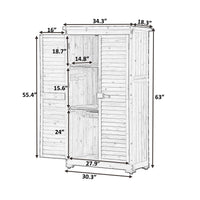 Wooden Garden Shed 3 Tier Patio Storage Cabinet Outdoor Organizer Wooden Lockers With Fir Wood Natural Wood Color Shutter Design Natural Water Resistant Frame Garden & Outdoor Casual Wood Solid Wood