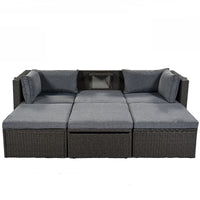 Outdoor Patio Rectangle Daybed With Retractable Canopy, Wicker Furniture Sectional Seating With Washable Cushions, Backyard, Porch As Same As Wy000263Aae Gray Rattan