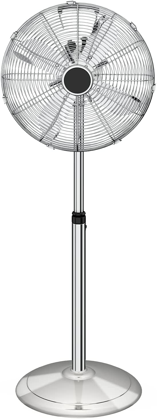 16 Inch Stand Fan, Adjustable Heights, Horizontal Ocillation 75 , 3 Settings Speeds, Low Noise, Quality Made Durable Fan, High Velocity, Heavy Duty Metal For Industrial, Commercial, Residential