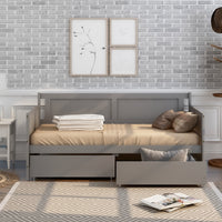 Daybed With Two Drawers, Twin Size Sofa Bed,Storage Drawers For Bedroom,Living Room ,Grey Sku:W504P149044 Twin Grey Pine