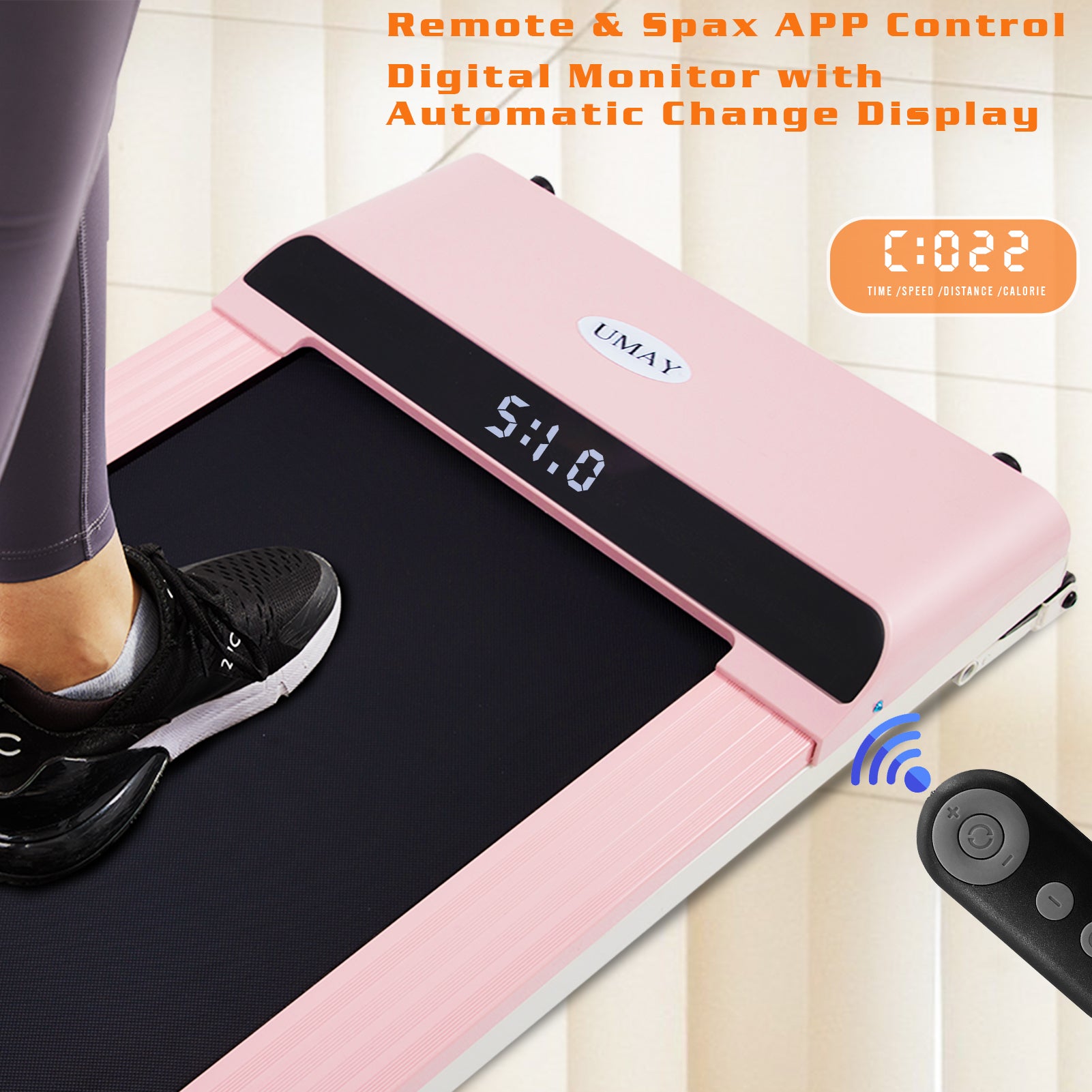 Walking Pad Treadmill Under Desk For Home Office Fitness, Mini Portable Treadmill With App Remote Control And 16 Inch Running Area Note: Forbidden To Sell On Pink Steel