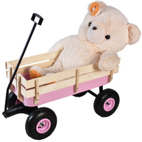 Outdoor Wagon All Terrain Pulling W Wood Railing Air Tires Garden Cart Pink Garden & Outdoor Steel