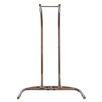 Brown Wicker Hanging Double Seat Swing Chair With Stand W Beige Cushion Beige Brown Rattan