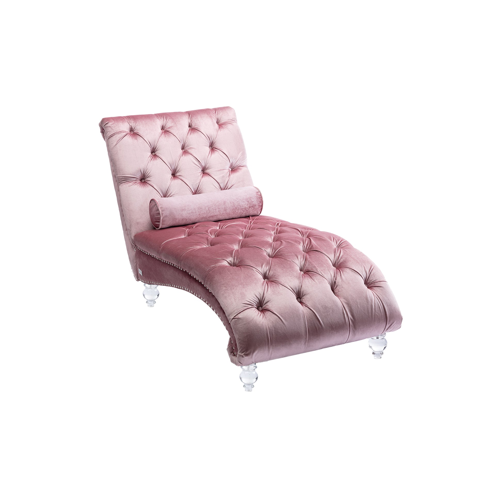 Coomoreleisure Concubine Sofa With Acrylic Feet Pink Velvet