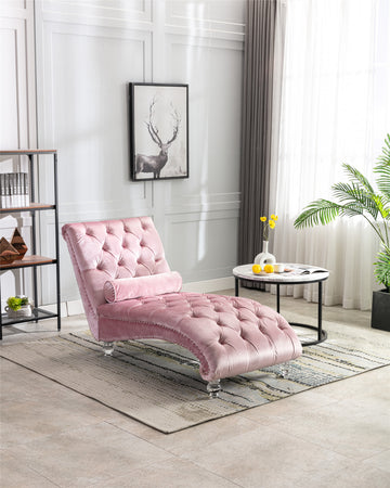 Coomoreleisure Concubine Sofa With Acrylic Feet Pink Velvet