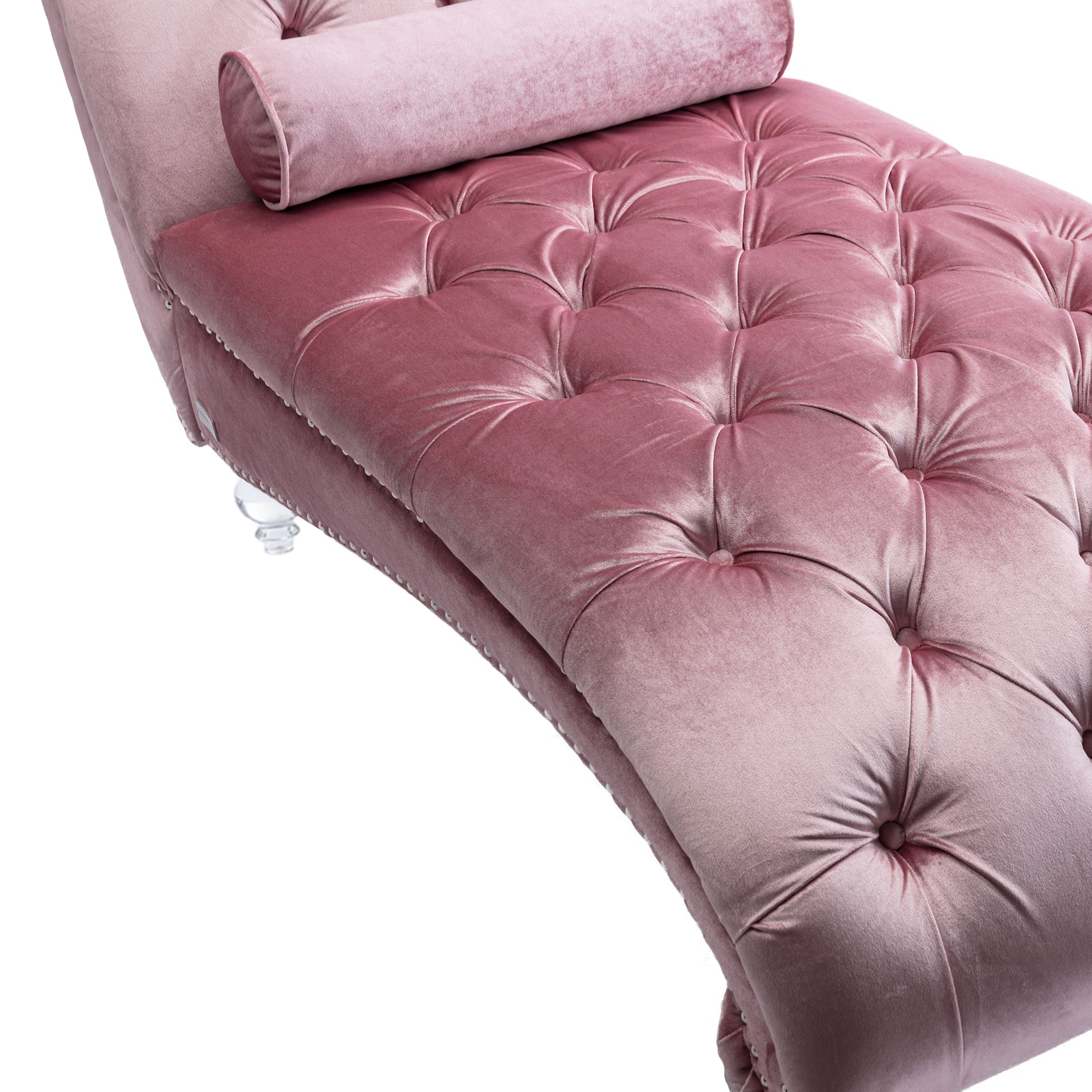 Coomoreleisure Concubine Sofa With Acrylic Feet Pink Velvet