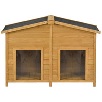 47.2" Large Wooden Dog House Outdoor, Outdoor & Indoor Dog Crate, Cabin Style, With Porch, 2 Doors Wood Outdoor Kennel Medium 26 40 Lbs Solid Wood