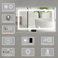 24''X40''Led Lighted Bathroom Medicine Mirror Cabinet With Light Sensor Night Light Anthracite Aluminium