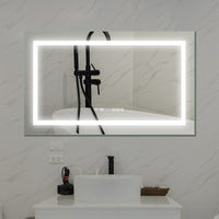 24''X40''Led Lighted Bathroom Medicine Mirror Cabinet With Light Sensor Night Light Anthracite Aluminium