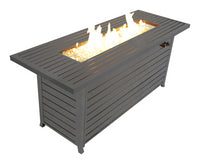 57In Outdoor Gas Propane Fire Pits Table, Aluminum, 50000Btu Firepit Fireplace Dinning Table With Lid, Fire Glass, Retangular, Etl Certification, For Garden Backyard Deck Patio Mocha Dark Brown Steel