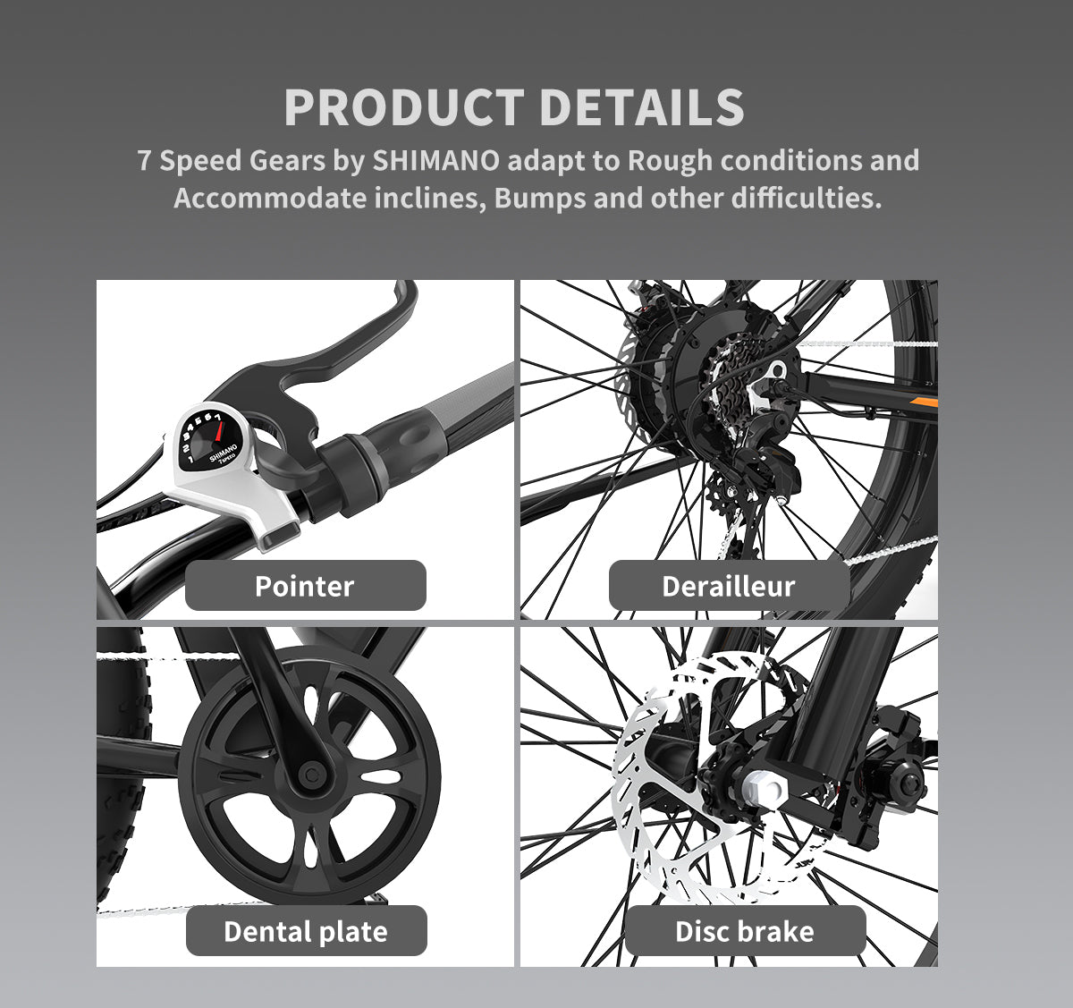 Aostirmotor 26" 750W Camouflage Electric Bike Fat Tire P7 48V 12.5Ah Removable Lithium Battery For Adults With Detachable Rear Rack Fender White S07 G White Aluminium