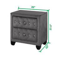 Hazel King 5 Pc Bedroom Set Made With Wood In Gray Color Box Spring Not Required King Grey Wood 5 Piece Set Bedroom Bed Included,Chest Included,Dresser Included,Mirror Included,Nightstand Included Contemporary,Modern Upholstered Velvet Tufted Wood