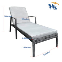 Outdoor Patio Lounge Chairs Rattan Wicker Patio Chaise Lounges Chair Gray Gray Metal