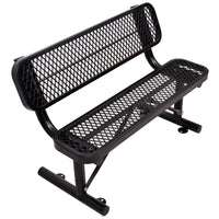 4 Ft. Outdoor Steel Bench With Backrest Black Black Carbon Steel