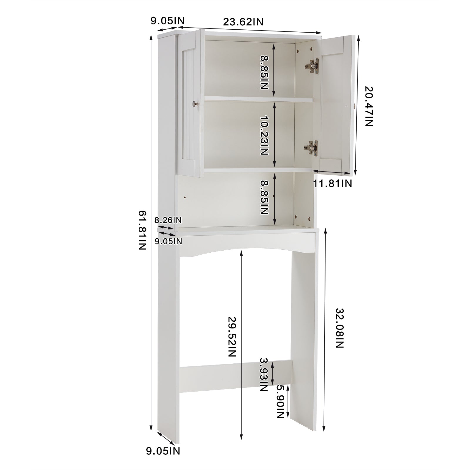 Home Bathroom Shelf Over The Toilet, Bathroom Spacesaver, Bathroom Storage Cabinet Organizer,White Matte White Mdf Mdf