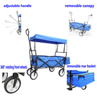 Garden Shopping Beach Cart Folding Wagon Blue Blue Metal