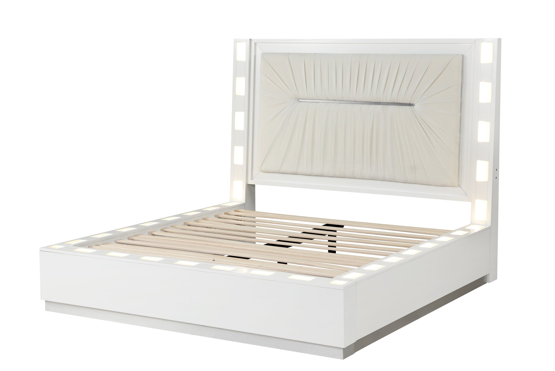 Coco Queen 5 Pc Vanity Led Bedroom Set Made With Wood In Milky White Box Spring Not Required Queen White Wood 5 Piece Set Bedroom Contemporary,Modern Solid Wood Mdf Polyester Built In Lighting Wood