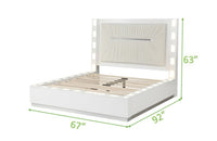 Coco Queen 5 Pc Vanity Led Bedroom Set Made With Wood In Milky White Box Spring Not Required Queen White Wood 5 Piece Set Bedroom Contemporary,Modern Solid Wood Mdf Polyester Built In Lighting Wood