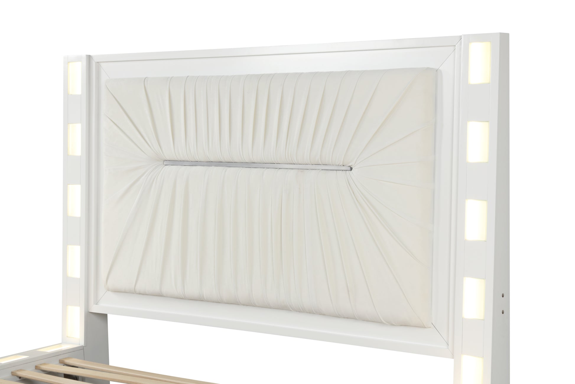 Coco Queen 5 Pc Vanity Led Bedroom Set Made With Wood In Milky White Box Spring Not Required Queen White Wood 5 Piece Set Bedroom Contemporary,Modern Solid Wood Mdf Polyester Built In Lighting Wood