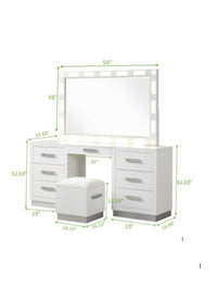 Coco Queen 5 Pc Vanity Led Bedroom Set Made With Wood In Milky White Box Spring Not Required Queen White Wood 5 Piece Set Bedroom Contemporary,Modern Solid Wood Mdf Polyester Built In Lighting Wood