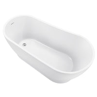 67" 100% Acrylic Freestanding Bathtub Contemporary Soaking Tub White Bathtub White Acrylic