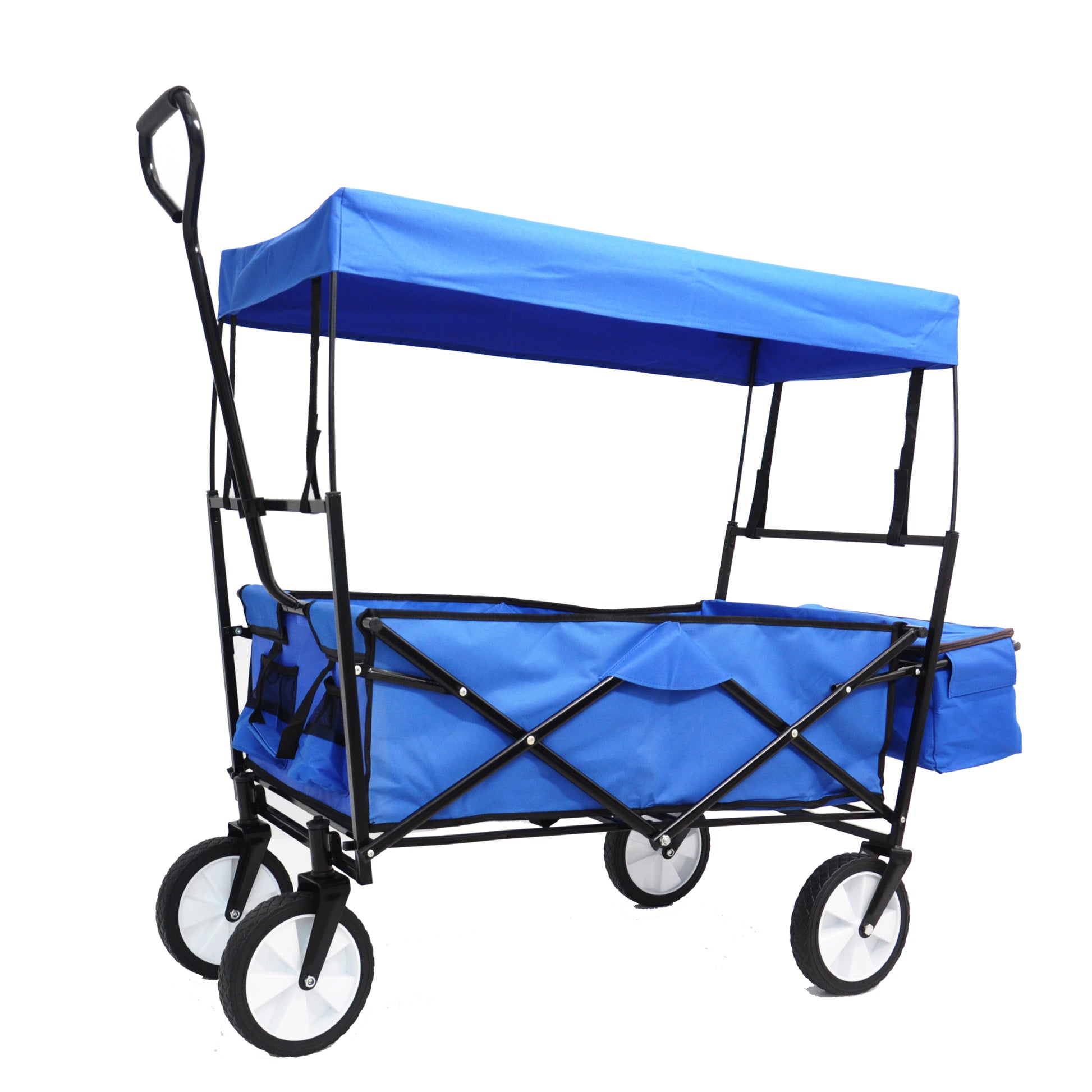 Garden Shopping Beach Cart Folding Wagon Blue Blue Metal