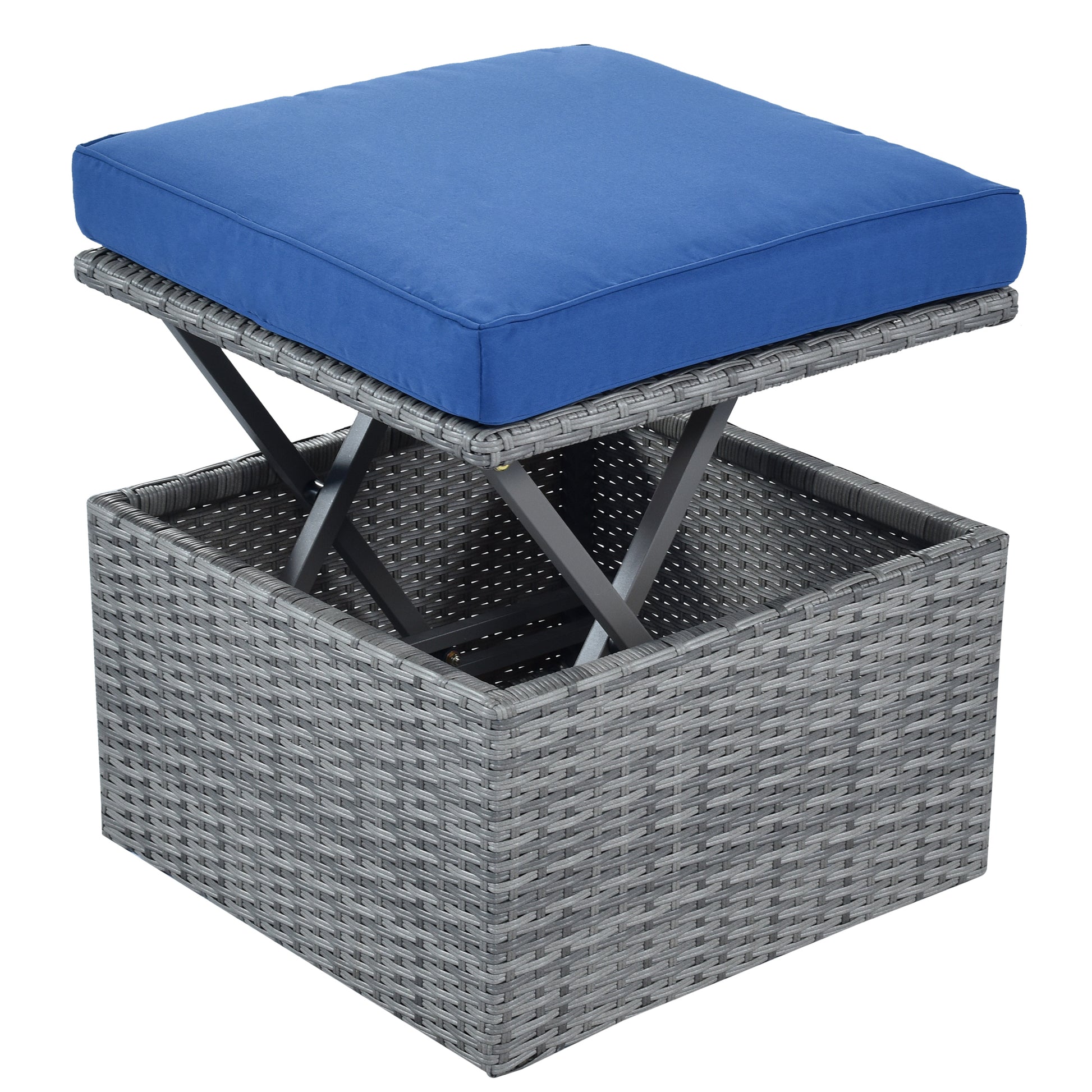 Outdoor Patio Furniture Set Daybed Sunbed With Retractable Canopy Conversation Set Wicker Furniture As Same As Wy000281Aae Blue Rattan