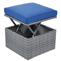 Outdoor Patio Furniture Set Daybed Sunbed With Retractable Canopy Conversation Set Wicker Furniture As Same As Wy000281Aae Blue Rattan