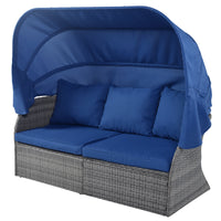 Outdoor Patio Furniture Set Daybed Sunbed With Retractable Canopy Conversation Set Wicker Furniture As Same As Wy000281Aae Blue Rattan