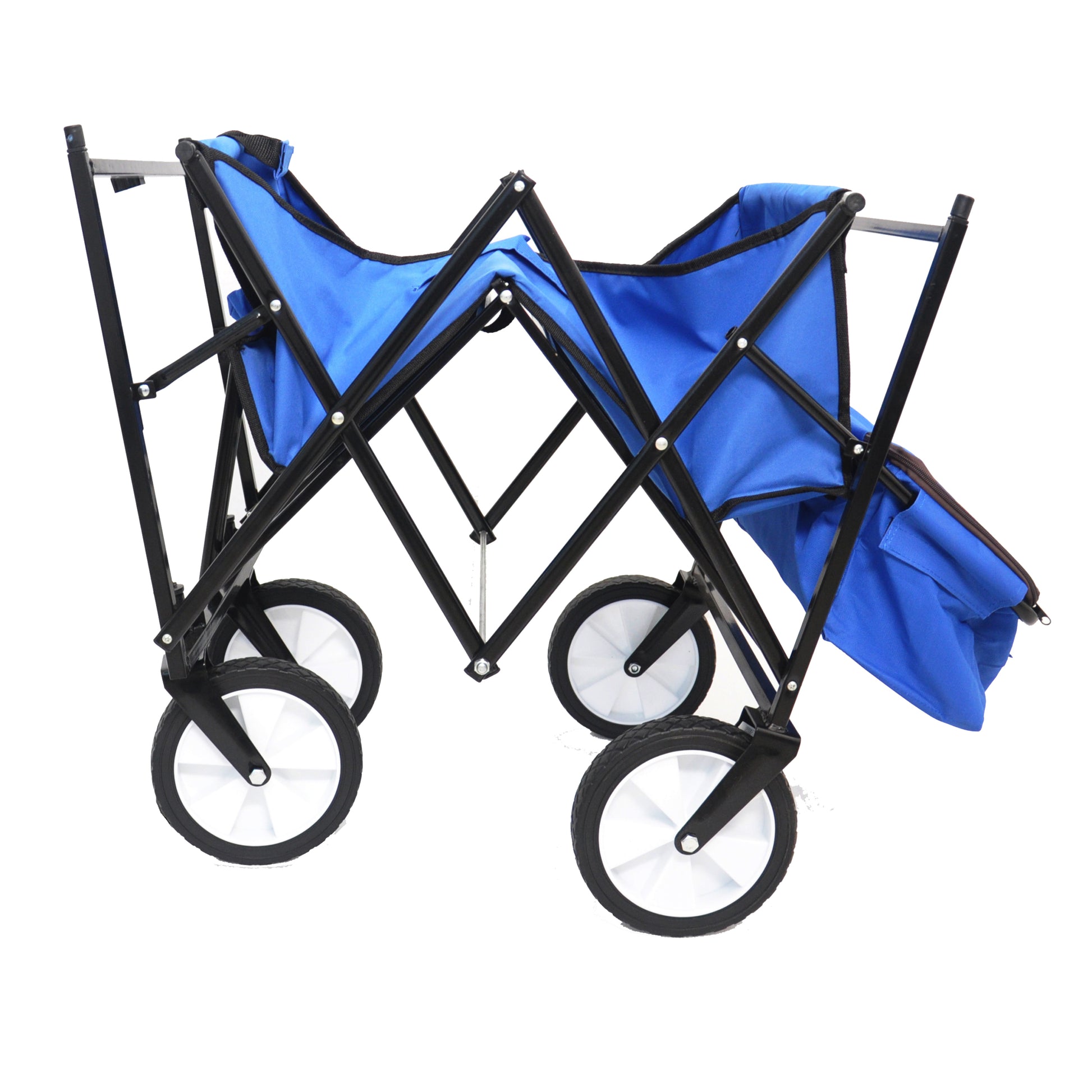 Garden Shopping Beach Cart Folding Wagon Blue Blue Metal