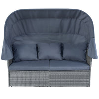 Outdoor Patio Furniture Set Daybed Sunbed With Retractable Canopy Conversation Set Wicker Furniture As Same As Wy000281Aae Gray Rattan
