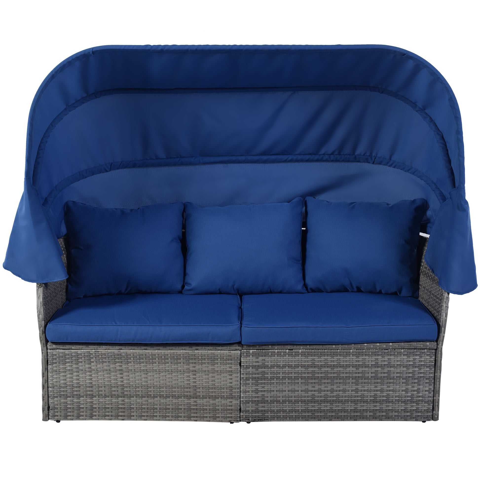 Outdoor Patio Furniture Set Daybed Sunbed With Retractable Canopy Conversation Set Wicker Furniture As Same As Wy000281Aae Blue Rattan