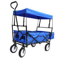 Garden Shopping Beach Cart Folding Wagon Blue Blue Metal