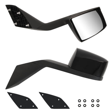 Black Hood Mirror Fits 2004 17 Volvo Vnl Driver & Passenger Side With Nuts&Mounting Black Abs