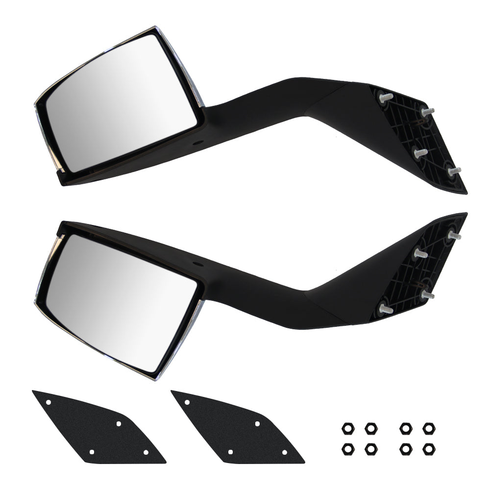 Chrome Hood Mirror 2Pcs Fit 2004 2017 Volvo Vn Vnl Truck Plate Drive Passenger Chrome Abs