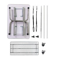 High Quality Folding Pet Grooming Table Stainless Legs And Arms Blue Rubber Top Storage Basket Blue Wood Stainless Steel