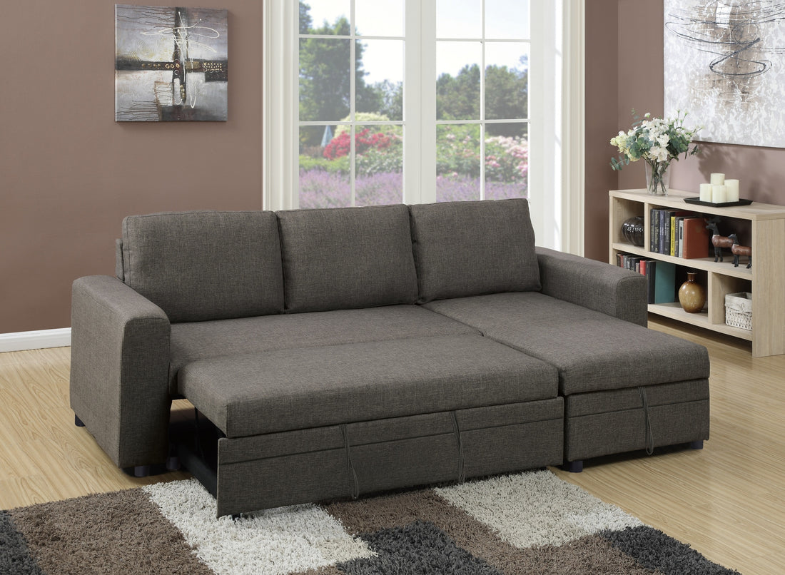Convertible Sectional Sofa Ash Black Pull Out Bed
