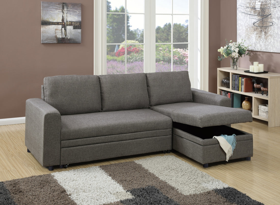 Convertible Sectional Sofa Ash Black Pull Out Bed