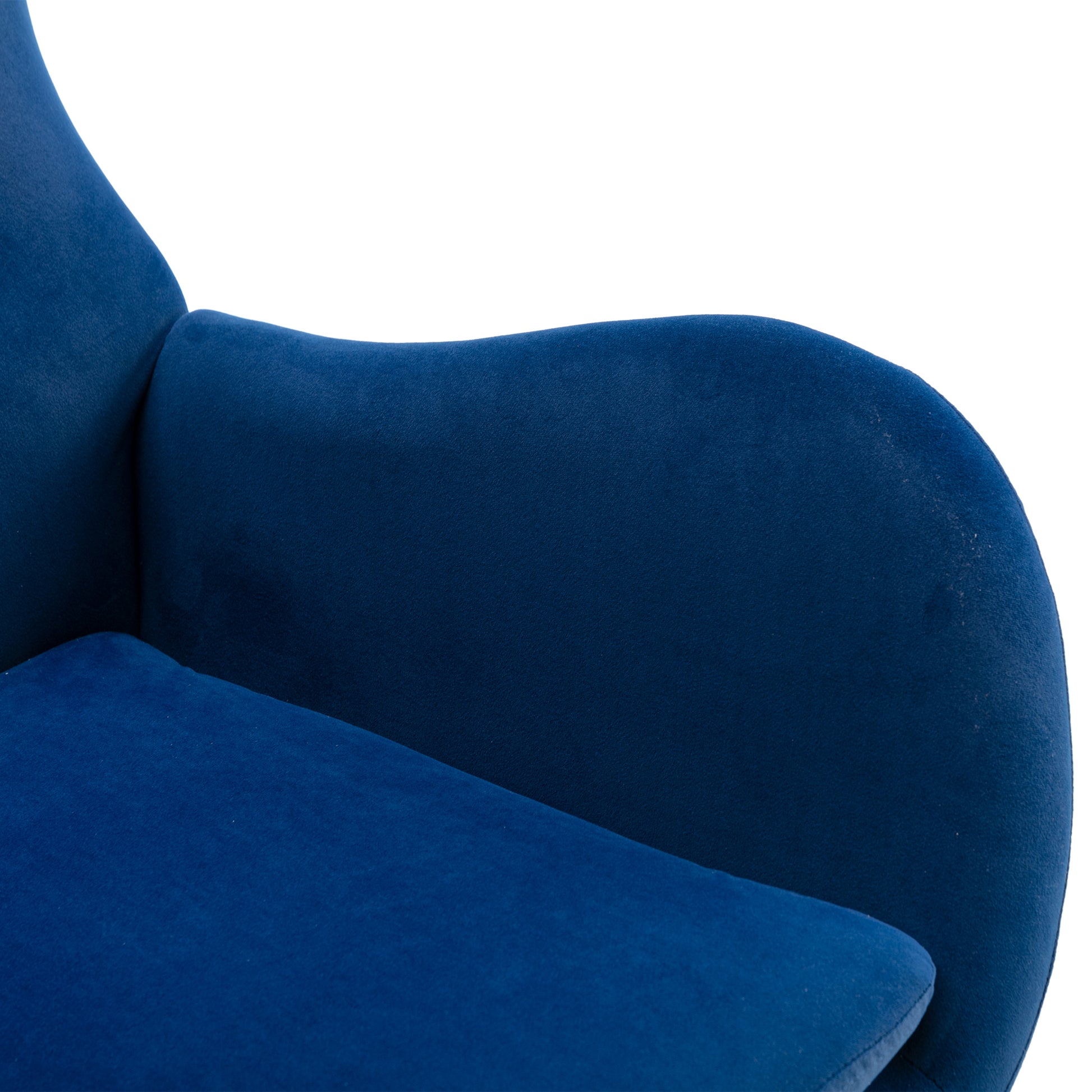 Velvet Fabric Padded Seat Rocking Chair With High Backrest And Armrests Blue Foam Upholstered