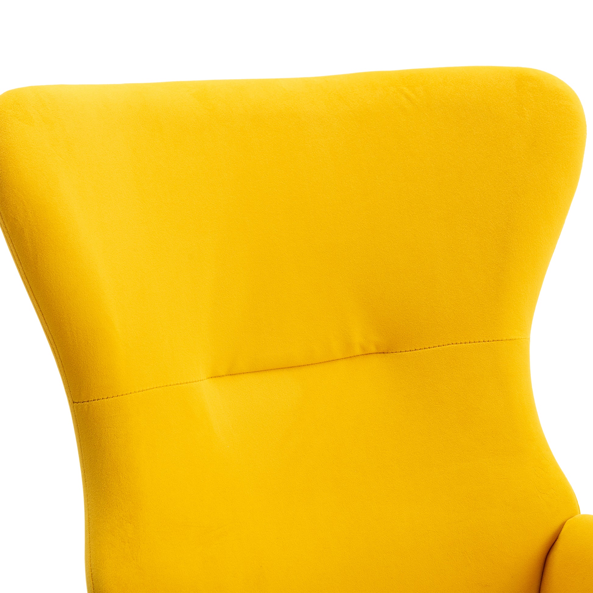 Velvet Fabric Padded Seat Rocking Chair With High Backrest And Armrests Yellow Foam Upholstered