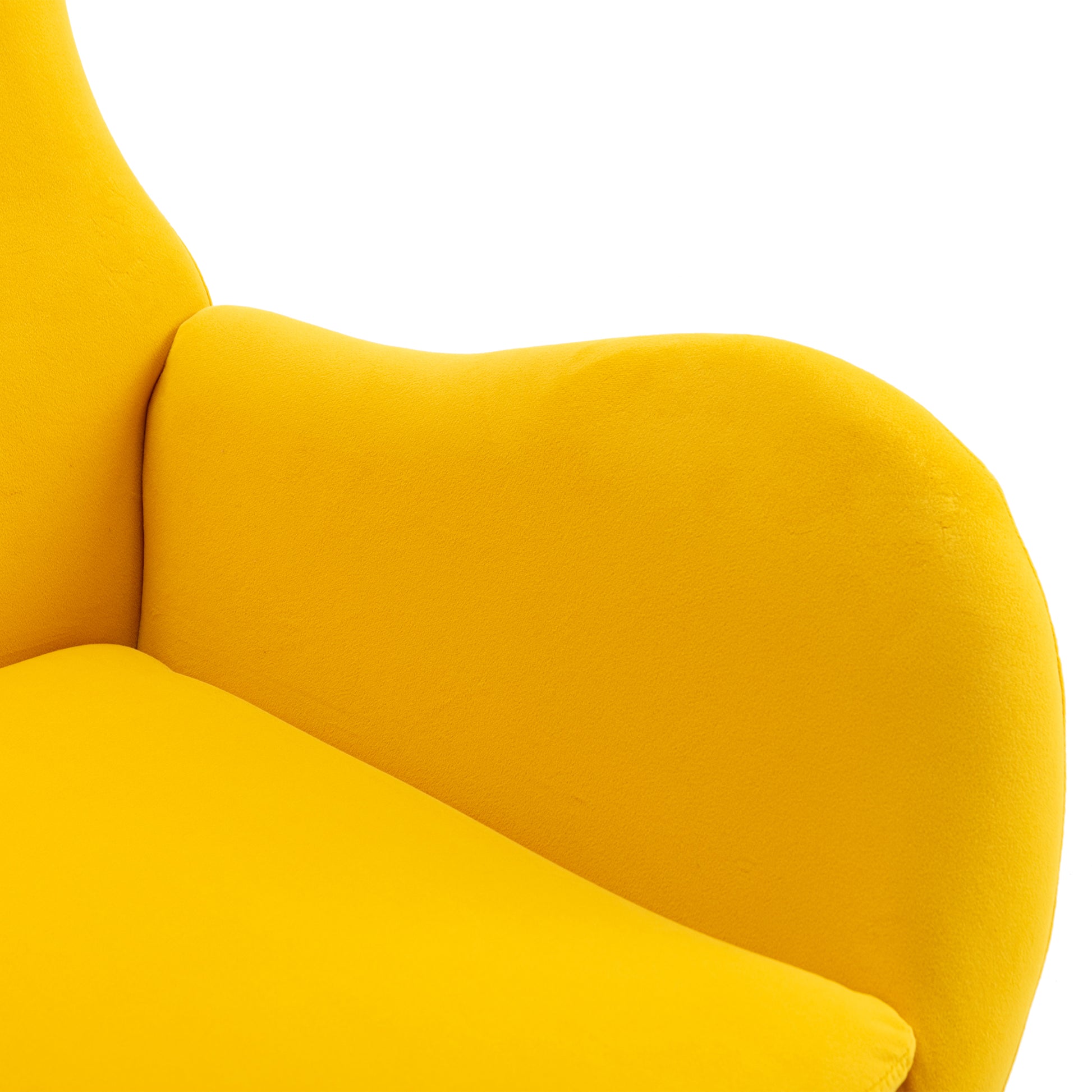 Velvet Fabric Padded Seat Rocking Chair With High Backrest And Armrests Yellow Foam Upholstered