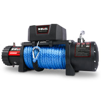 12000 Lbs Electric Winch Synthetic Rope Trailer Towing 12V Truck Jeep Suv Black Stainless Steel